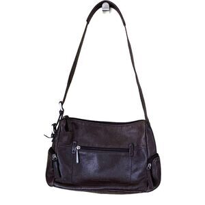 Vintage Stone Mountain Brown Leather Shoulder Bag